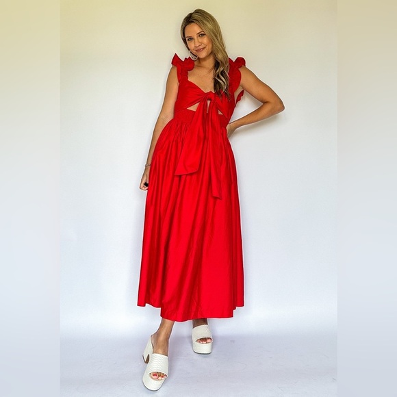 Petal & pup reversible bow tie ruffle strap maxi dress nwot - Picture 7 of 9